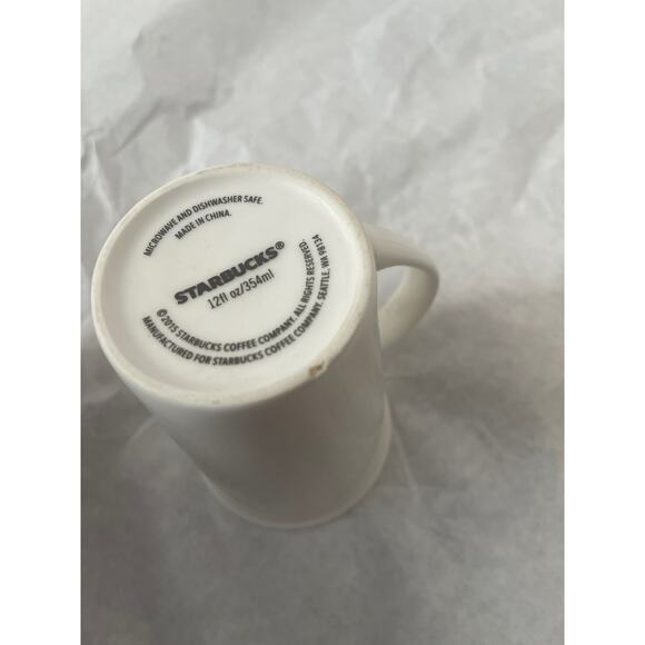 Starbucks 2015 Latte Mug Graffiti White & Gold 16 oz Ceramic Cup - Picture 7 of 8